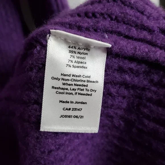 Talbots Size M Sweater Alpaca Wool Blend Soft Plush Cozy Roll Mock Neck Purple - Picture 5 of 8